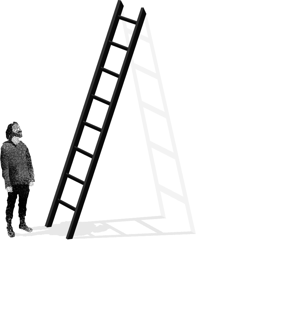 Man looking up at next social class