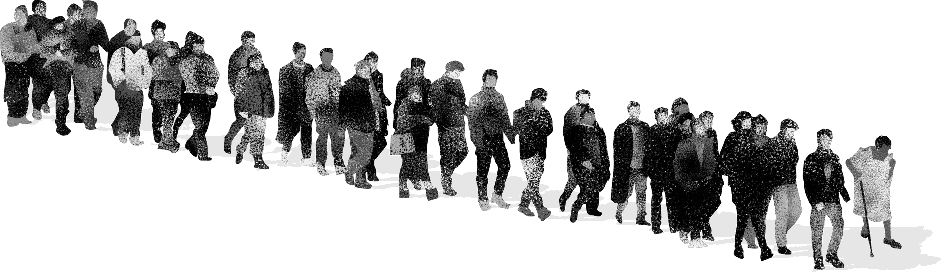 Line of people in poverty