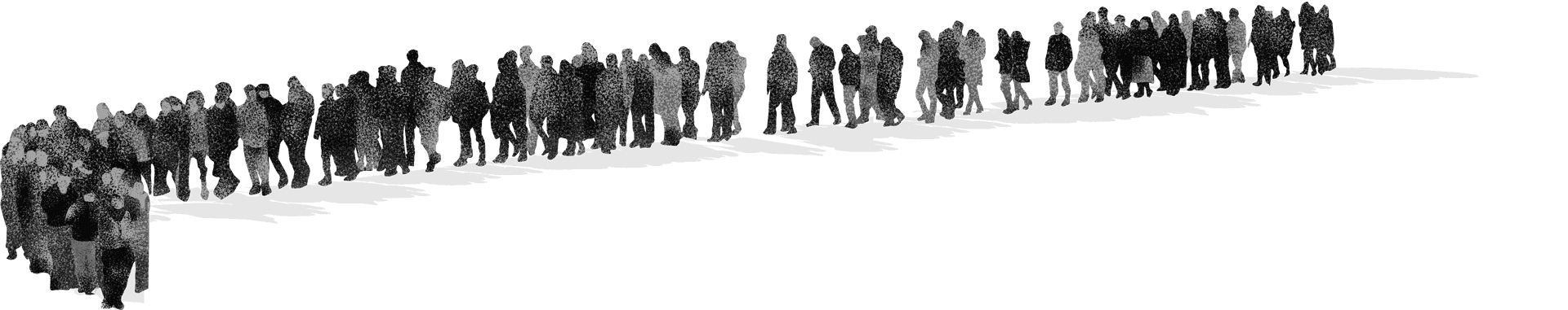 Line of people in poverty